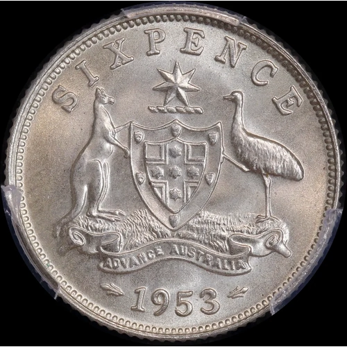 1953 Sixpence Choice Unc (PCGS MS63)