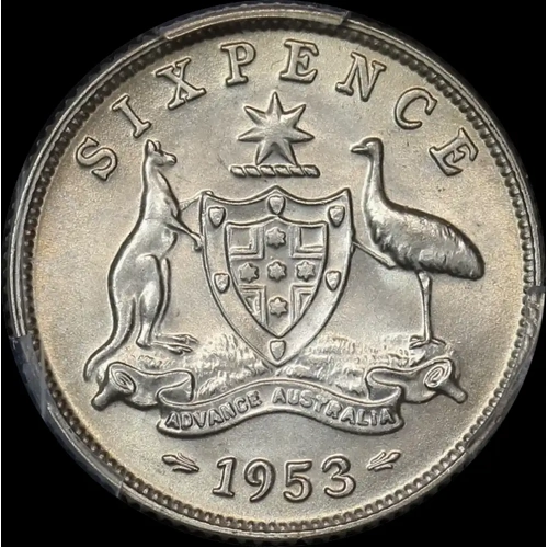 1953 Sixpence PCGS MS62