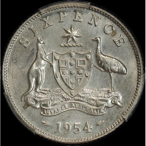 1954 Sixpence Choice Unc (PCGS MS64)
