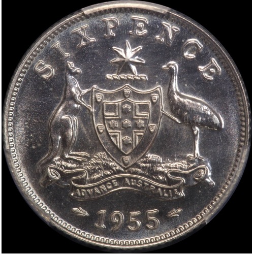 1955 Melbourne Proof Sixpence PCGS PR65
