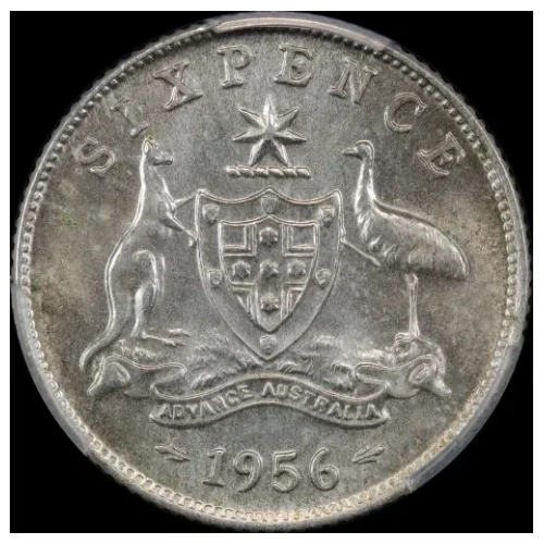 1956 Sixpence Choice Unc (PCGS MS63)