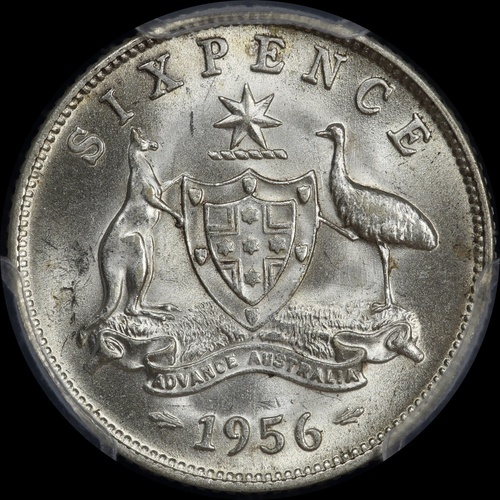 1956 Sixpence Unc (PCGS MS62)