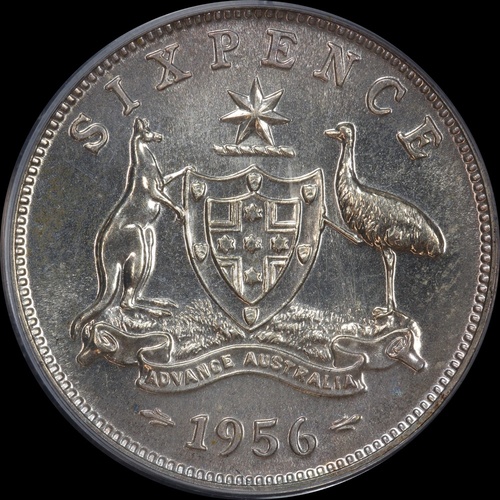 1956 Melbourne Proof Sixpence PCGS PR66