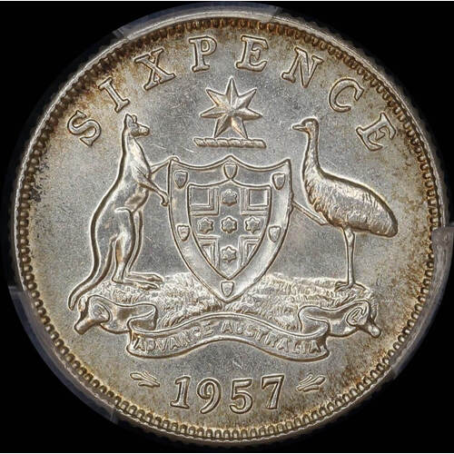 1957 Sixpence Gem Unc (PCGS MS65)