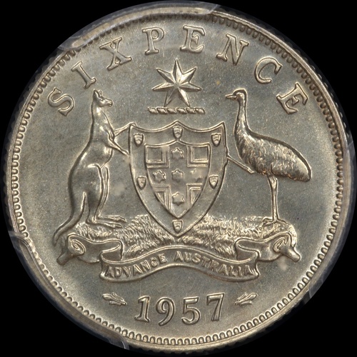 1957 Melbourne Proof Sixpence PCGS PR65