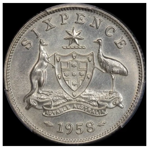 1958 Melbourne Proof Sixpence PCGS PR64