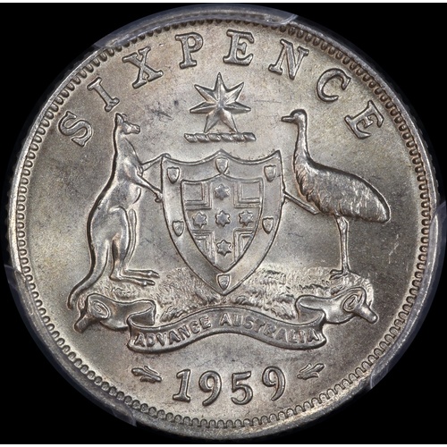 1959 Sixpence Choice Unc (PCGS MS63)