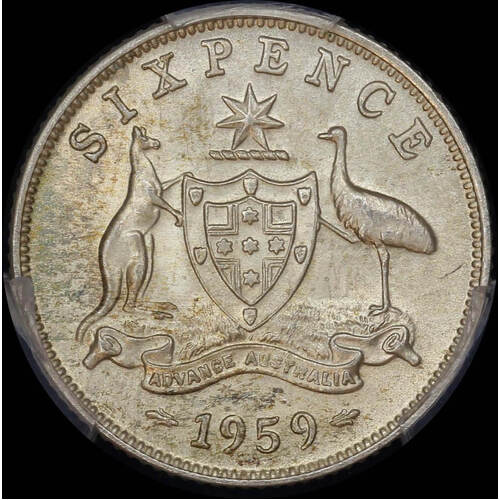 1959 Sixpence Choice Unc (PCGS MS64)