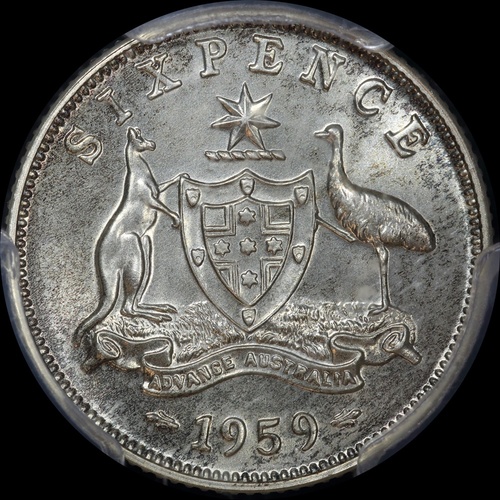 1959 Melbourne Proof Sixpence PCGS PR67