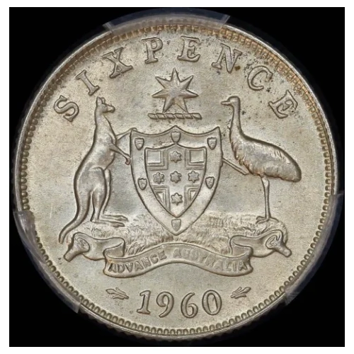 1960 Sixpence Choice Unc (PCGS MS64)