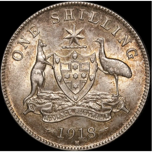 1918 Shilling about Unc
