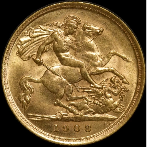 1908 Melbourne Edward VII Half Sovereign about Uncirculated