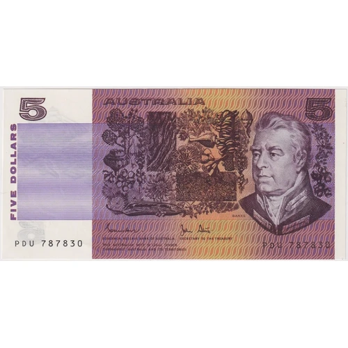 1983 $5 Note Johnston/Stone PDU 1st Prefix R208F good EF