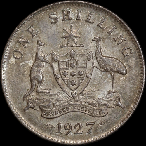 1927 Shilling about Unc