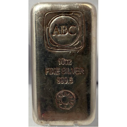 ABC Bullion 10oz Silver Cast Ingot 99.95%