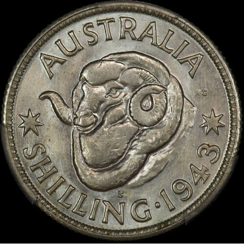 1943-S Shilling Gem Unc (PCGS MS65)