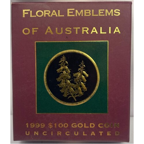 1999 100 Dollar Gold Unc Coin Floral Emblems - Common Heath