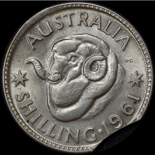 1961 Shilling Clipped Planchet Error Uncirculated