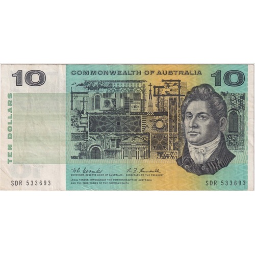 1967 $10 Note Coombs/Randall SDR 1st Prefix R302F about VF