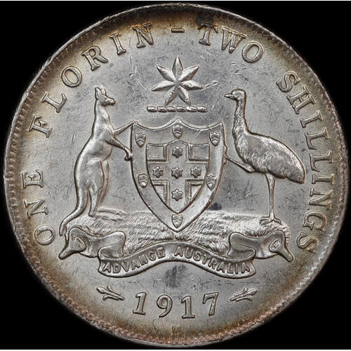 1917 Florin about Unc