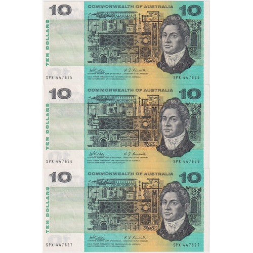 1968 $10 Note Consecutive Trio Phillips/Randall R303 Extremely Fine