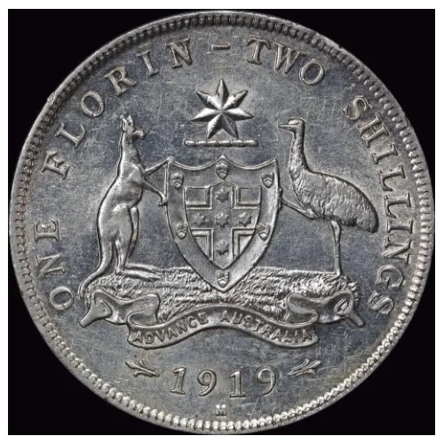 1919 Florin about Unc