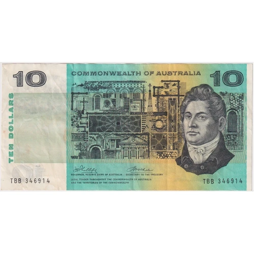 1972 $10 Note Commonwealth of Australia Phillips/Wheeler TBB Last Prefix R304L about EF