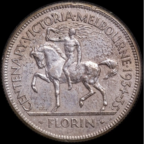 1934/5 Florin Melbourne Centenary Extremely Fine