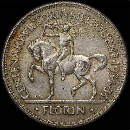 1934/5 Florin Melbourne Centenary Very Fine