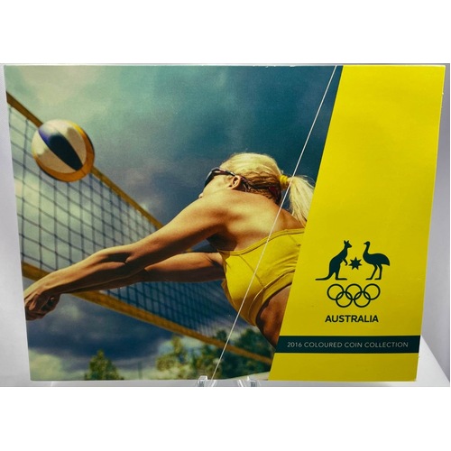 2016 Coloured 2 Dollar 5 Coin Set Australian Olympic Team Volleyball Cover