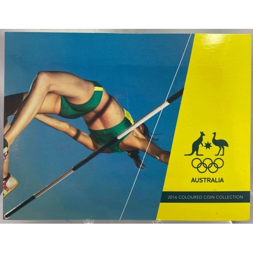 2016 Coloured 2 Dollar 5 Coin Set Australian Olympic Team High Jump Cover