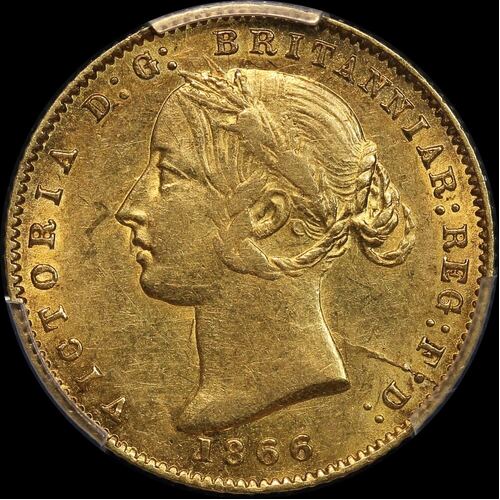 1866 Sydney Mint Type II Half Sovereign PCGS AU53