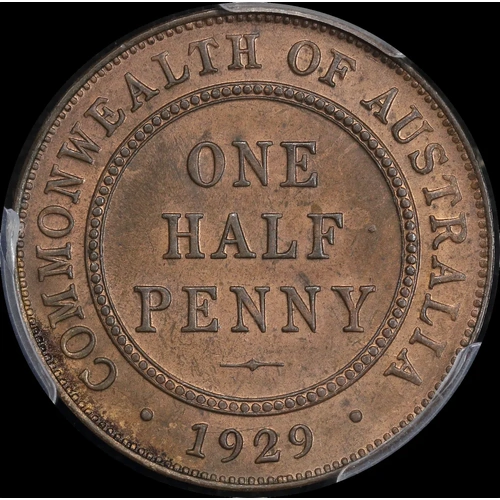 1929 Halfpenny Choice Unc (MS63RB)