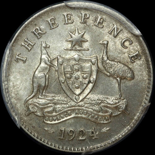 1924 Threepence Choice Unc (PCGS MS63)