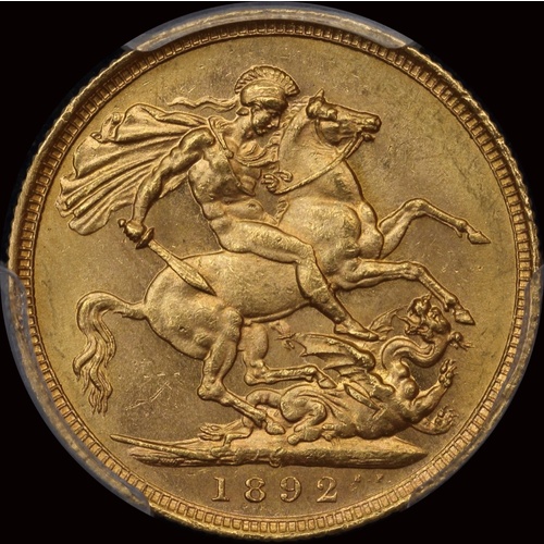 1892 Sydney Jubilee Head Sovereign Choice Unc (PCGS MS63)