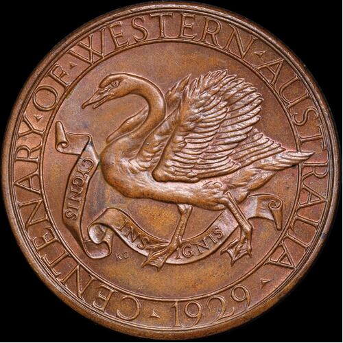 1929 Copper Medallion Western Australia Centenary Carlisle# 1929/2 Uncirculated