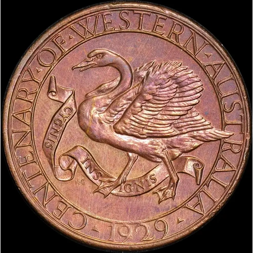 1929 Copper Medallion Western Australia Centenary Carlisle# 1929/2 Uncirculated