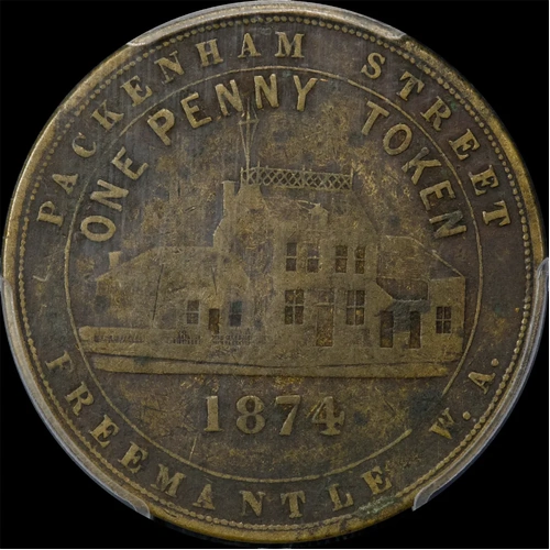 1874 Henderson Copper One Penny Token A#218 PCGS VF20