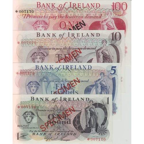 1978 Northern Ireland Seven Note Specimen Set Cs1 Cs3 Unc