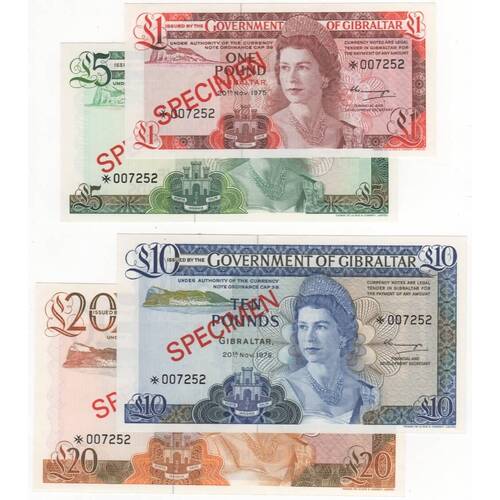1978 Gibraltar Four Note Specimen Set Pick Cs1 Unc