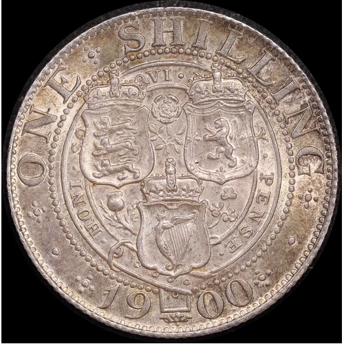 1900 Silver Shilling Victoria S#3940a about Unc