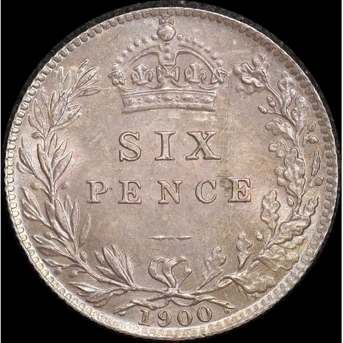 1900 Silver Sixpence Victoria S#3941 Choice Unc