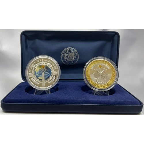 2001 Silver Two Coin Set (1oz Proof; $10 Proof) Millennium