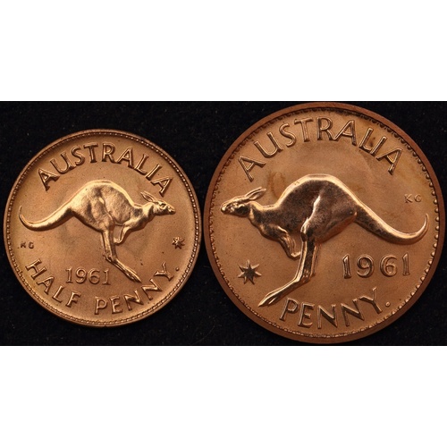 1961 Perth Proof Copper Pair (Penny and Halfpenny) about FDC