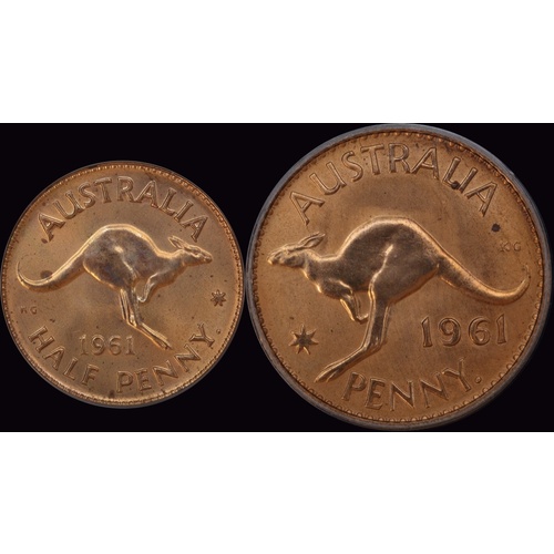 1961 Perth Proof Pair Penny & Halfpenny (PCGS PR65RD)