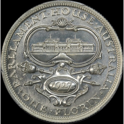 Australia 1927 Proof Canberra Florin Parliament House PCGS PR64
