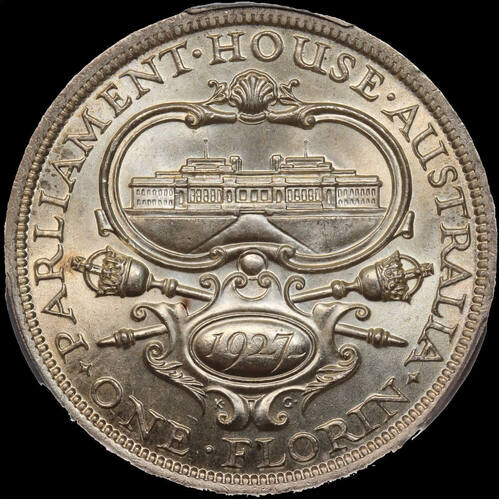 1927 Florin Canberra Choice Unc (PCGS MS63)