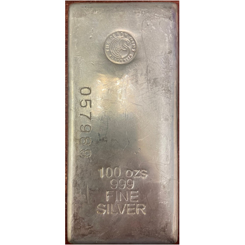 Perth Mint 100ozt 99.90% Fine Silver Cast Ingot