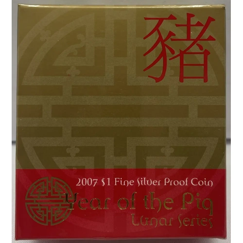 2007 Silver 1 Dollar Proof Coin Year of the Pig