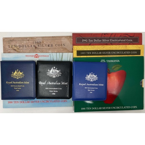 1985-1993 Ten Dollar Uncirculated State Series Complete Set